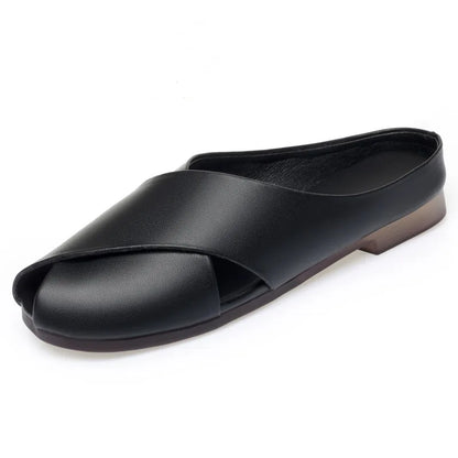 AIYUQI Hausschuhe Frauen Sommer Oberbekleidung Neue Echtes Leder Closed Toe Frauen Hausschuhe Große Größe Nicht-slip Hausschuhe Für frauen