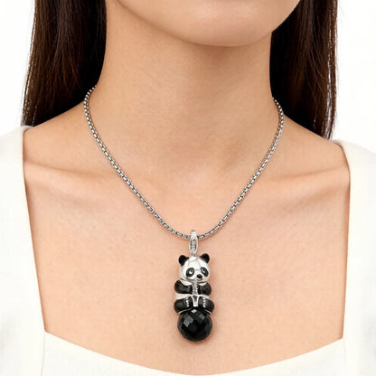 Damen-Anhänger Panda mit Kristall niedlich aus Sterlingsilber
