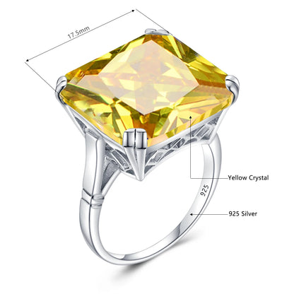 Damen-Ring aus Silber 925 mit Großem Quadratischem Citrin-Stein im Signet-Stil für Hochzeit und Festliche Anlässe
