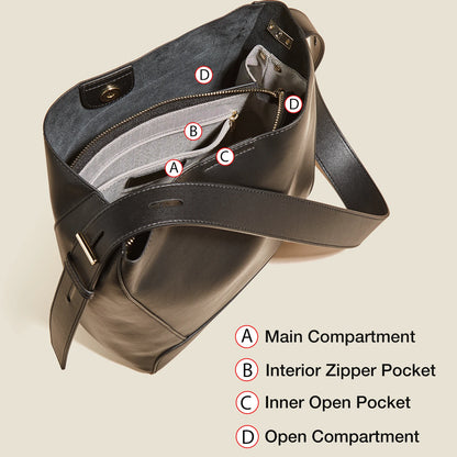 Damen Schultertasche aus Leder im klassischen Stil Große Tote für Büro