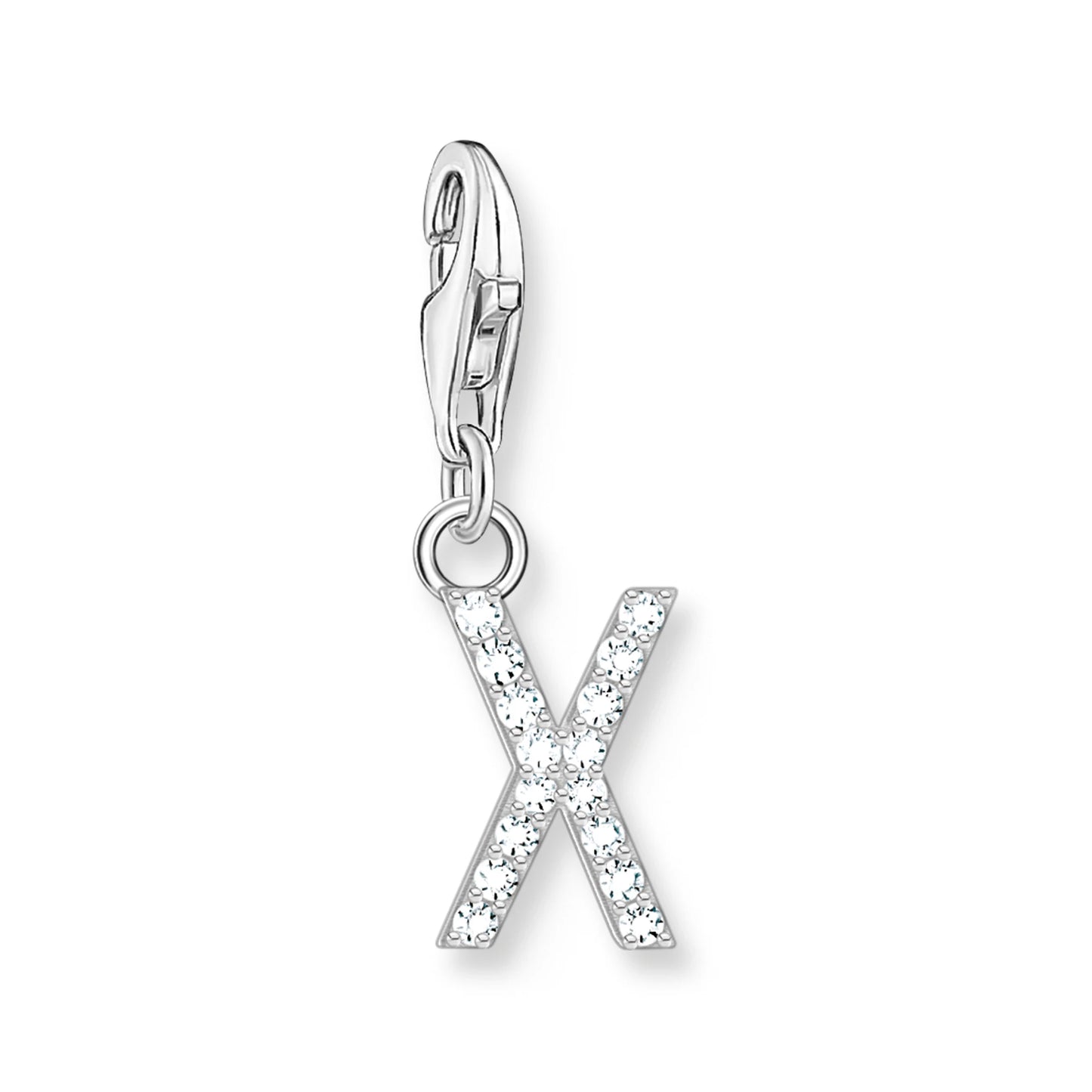 Damen-Charm-Anhänger Buchstaben weißer Stein klassisch aus Sterlingsilber