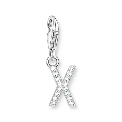 Damen-Charm-Anhänger Buchstaben weißer Stein klassisch aus Sterlingsilber