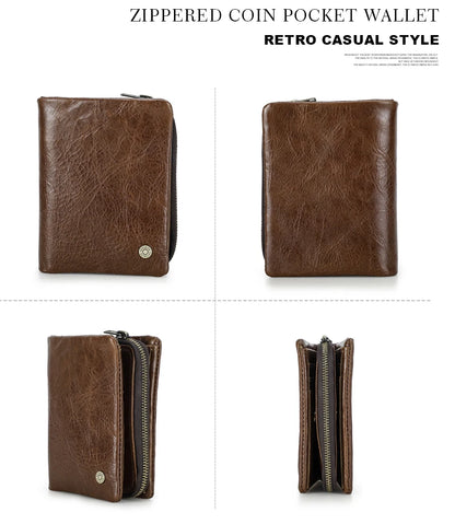 Herren Echtleder Geldbörse Bifold Vintage RFID Kartenhalter Münzfach Luxus Reise