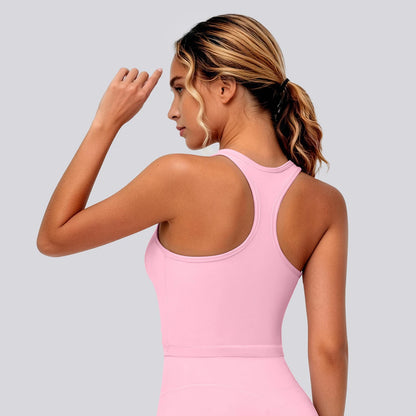 Rosa Damen-Laufweste mit Racerback und rundem Rückenkragen