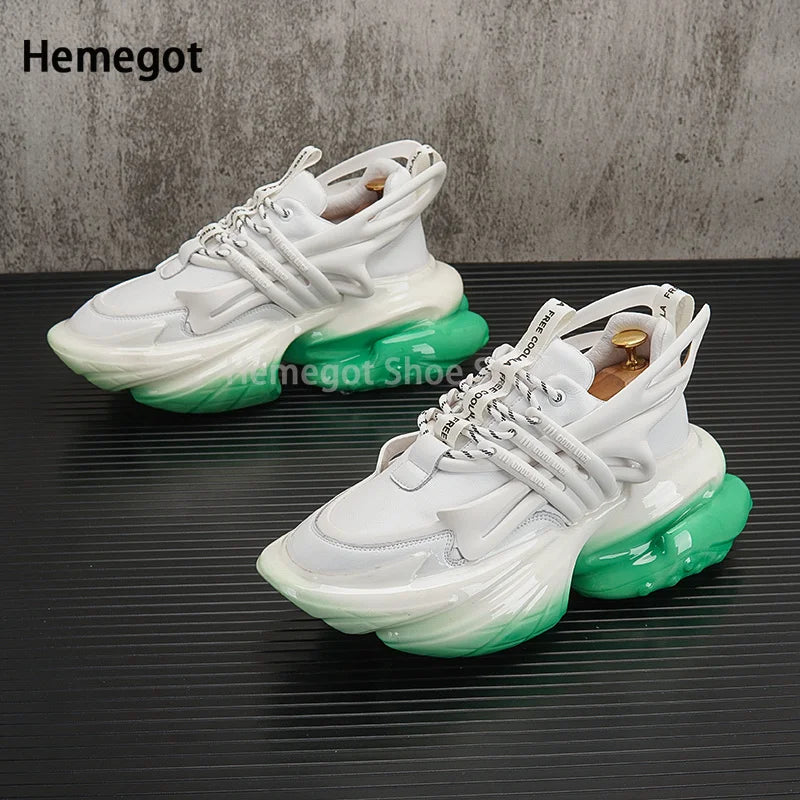 Thick-Soled Cowhide Casual Shoes for Men Inner Heightening Sports Shoes Men's Genuine Leather Shoes Black Cool Shoes New In