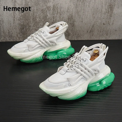 Thick-Soled Cowhide Casual Shoes for Men Inner Heightening Sports Shoes Men's Genuine Leather Shoes Black Cool Shoes New In
