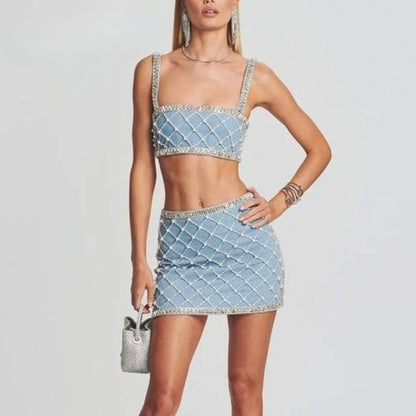 Eleganter Damen-Minirock mit Patchwork-Design und Rüschen – hoher Bund und figurbetonte Falten für modische Auftritte