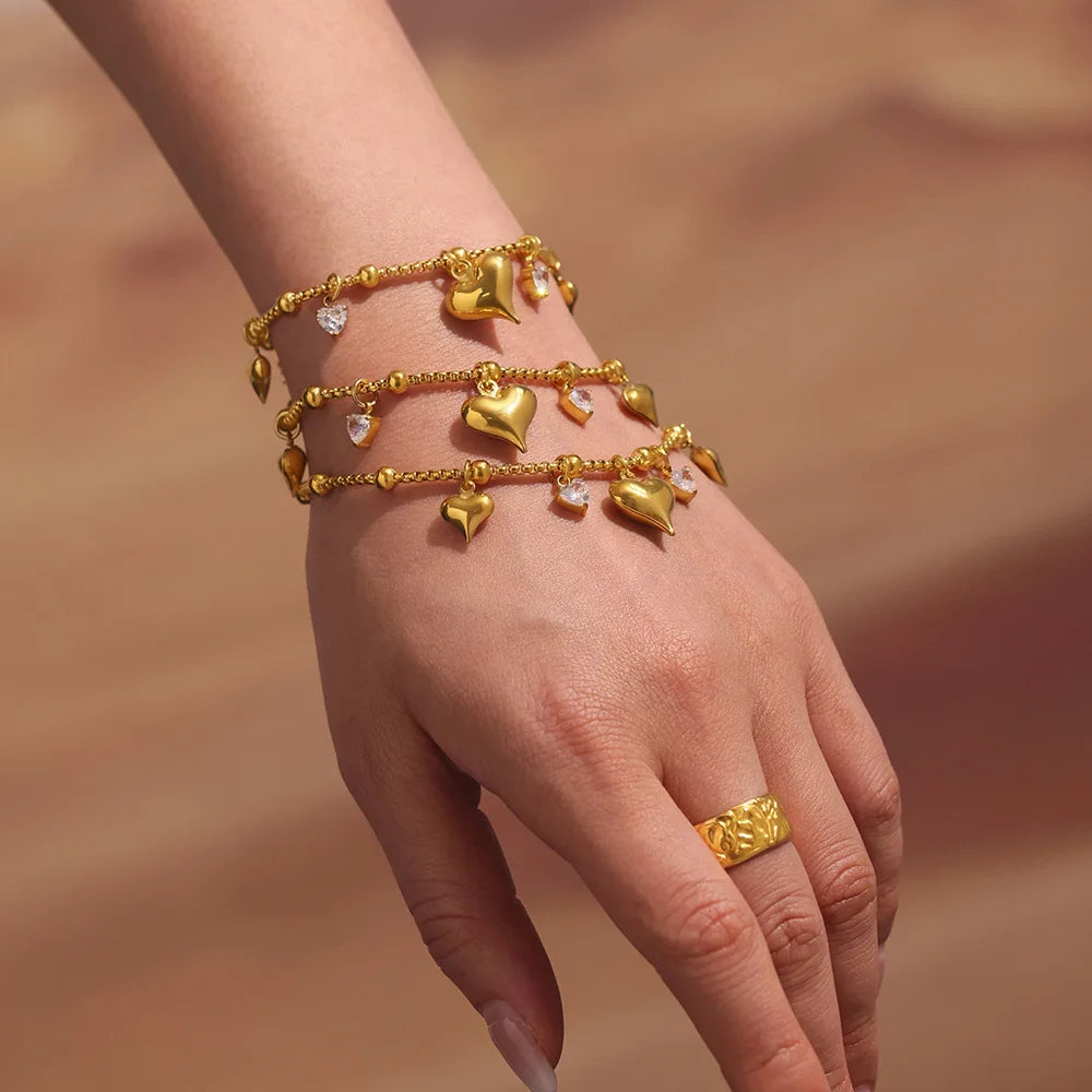 Damen-Armband mit Herz-Zirkonia aus Edelstahl