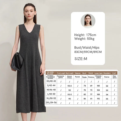 Elegantes Strickkleid Damen Mit V-Ausschnitt Und A-Linie