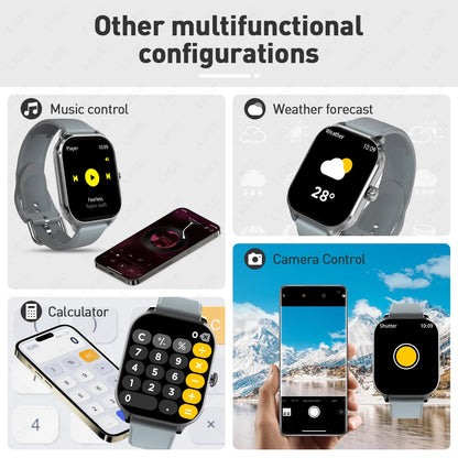 LIGE 2,01 "Wireless Anruf Smartwatch Voller Touchscreen Gesundheit Schlaf Fitness Tracking Smart Uhr Wasserdicht Für Android IOS Telefon