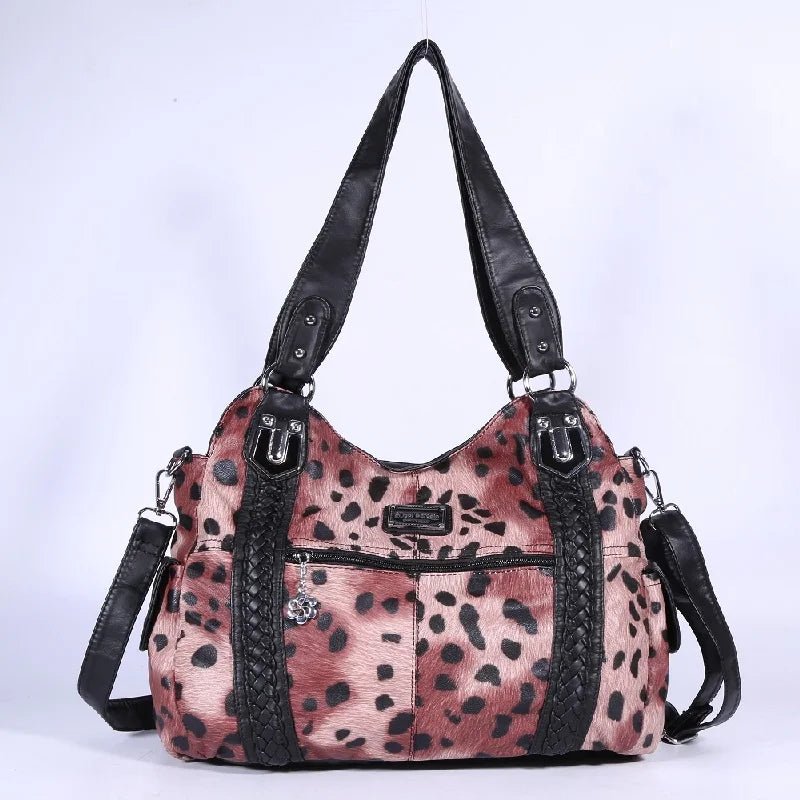 Damen-Schultertasche Aus PU-Leder Mit Reißverschluss Und Innenfächern Großes Stauraumvolumen