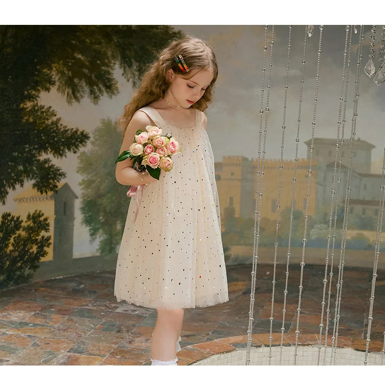 Blauer Blumen-Bubbelrock aus Gaze für Mädchen – Frühlings- und Sommerkleid, süßes Prinzessinnen-Design, Größen 110cm-170cm