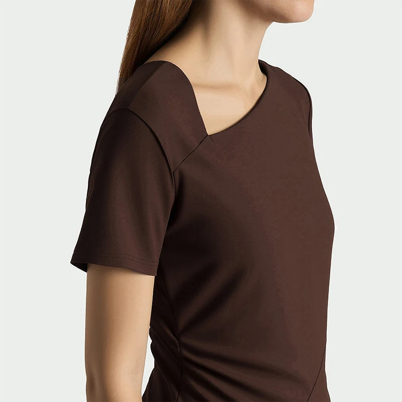 Elegantes Midikleid Für Damen Mit Raffung Und V-Ausschnitt