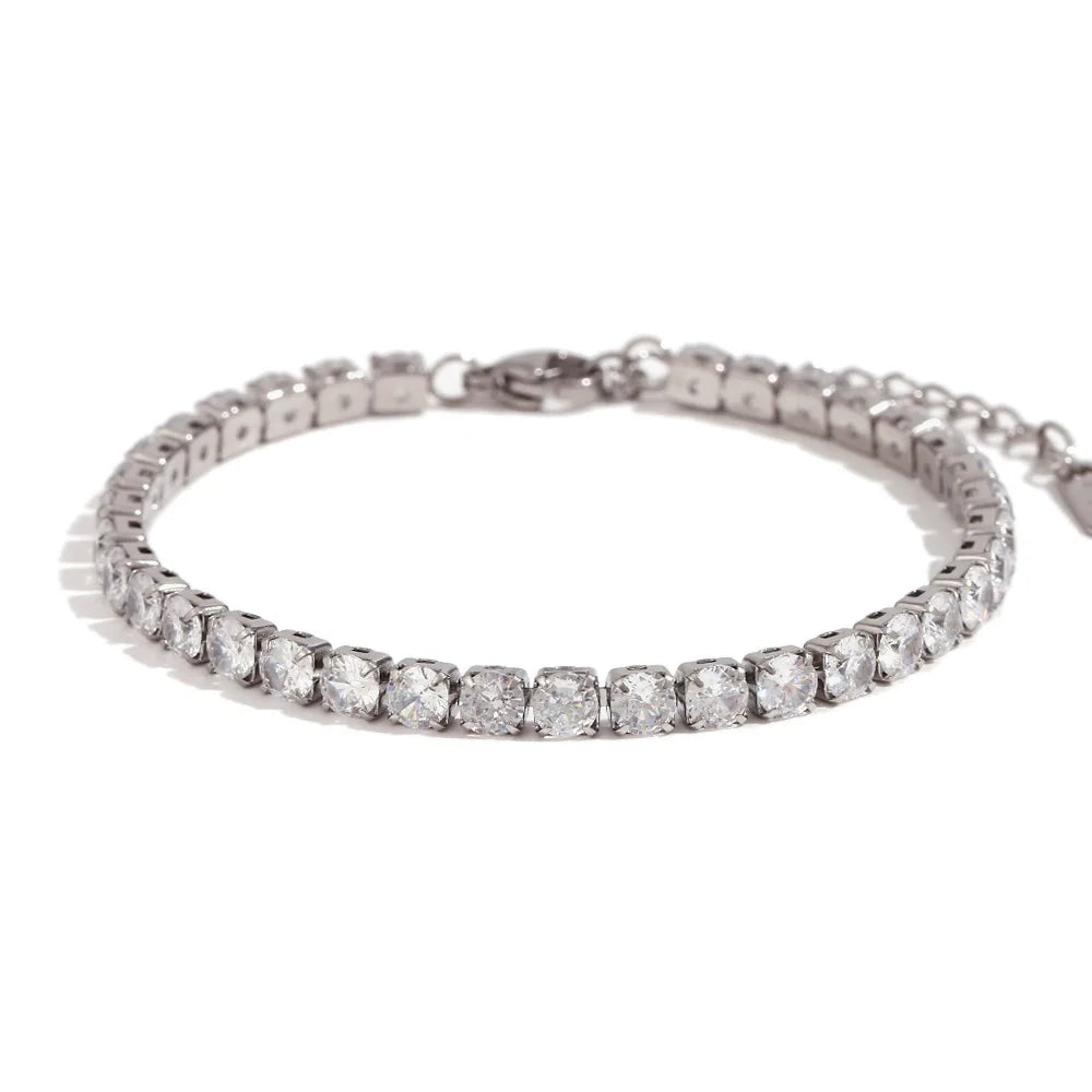 Damen-Tennisarmband mit Kristall-Strass aus Edelstahl