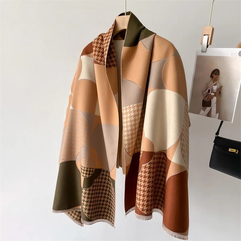 Damen Winterschal Kaschmir Pashmina Design warm Wickelschal Halstuch Bandana B