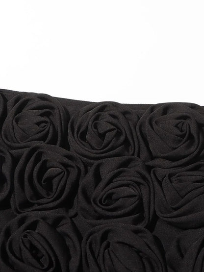 Ärmelloses Damenkleid mit quadratischem Ausschnitt und Applikationen – elegantes, rückenfreies Design mit hoher Taille