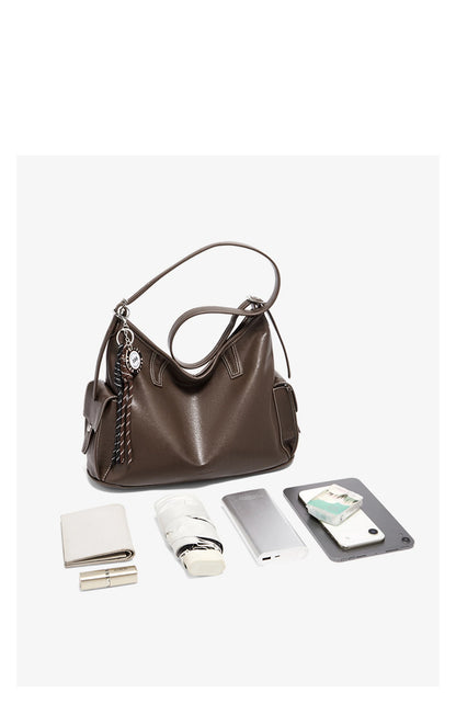 Damen Schultertasche aus weichem PU-Leder im Retro-Stil mit großer Kapazität