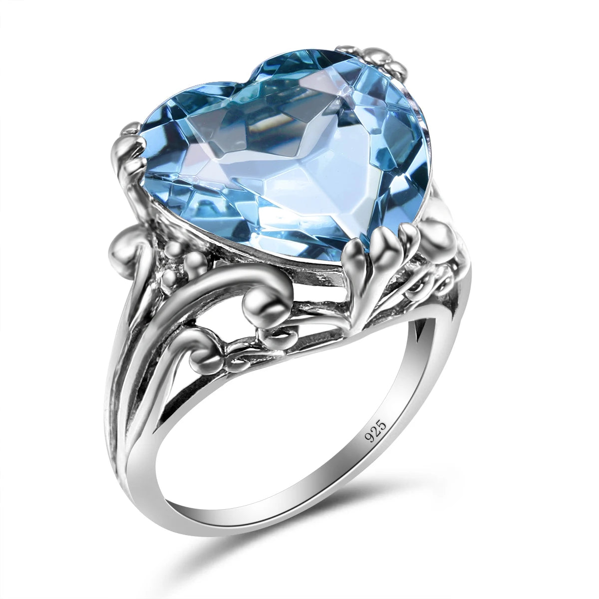 Damen-Ring aus 925-Silber mit Herzform und Mystic-Topas Regenbogenfarben für Alltag und festliche Anlässe