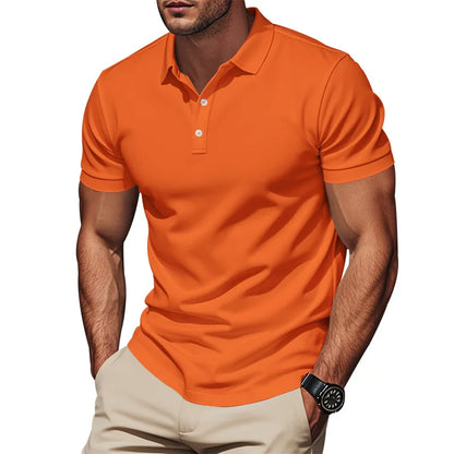 Langärmeliges Herren-Poloshirt mit Waffelstruktur und Knopfleiste – ideal für Freizeit und Urlaub