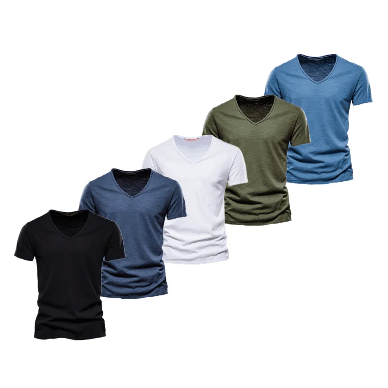 Herren T-Shirt im Casual-Stil mit V-Ausschnitt in einfarbigem Design