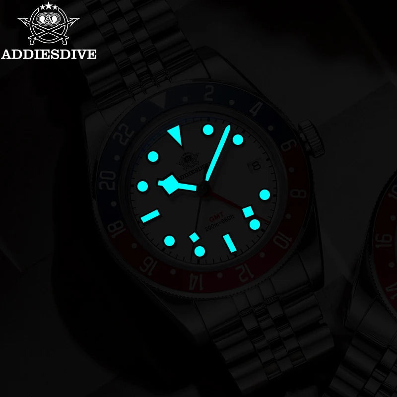Herren-GMT-Quarzuhr mit Bubble-Glas und Nylon-Armband