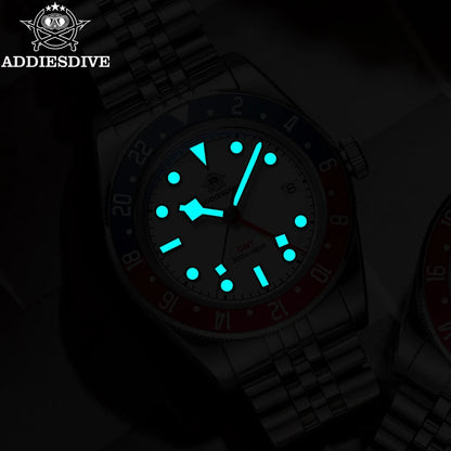 Herren-GMT-Quarzuhr mit Bubble-Glas und Nylon-Armband