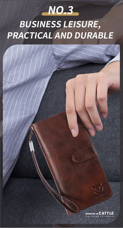 Unisex Geldbörse Langformat Bifold Mit RFID-Schutz Und Handgelenkband Für Mehrere Karten