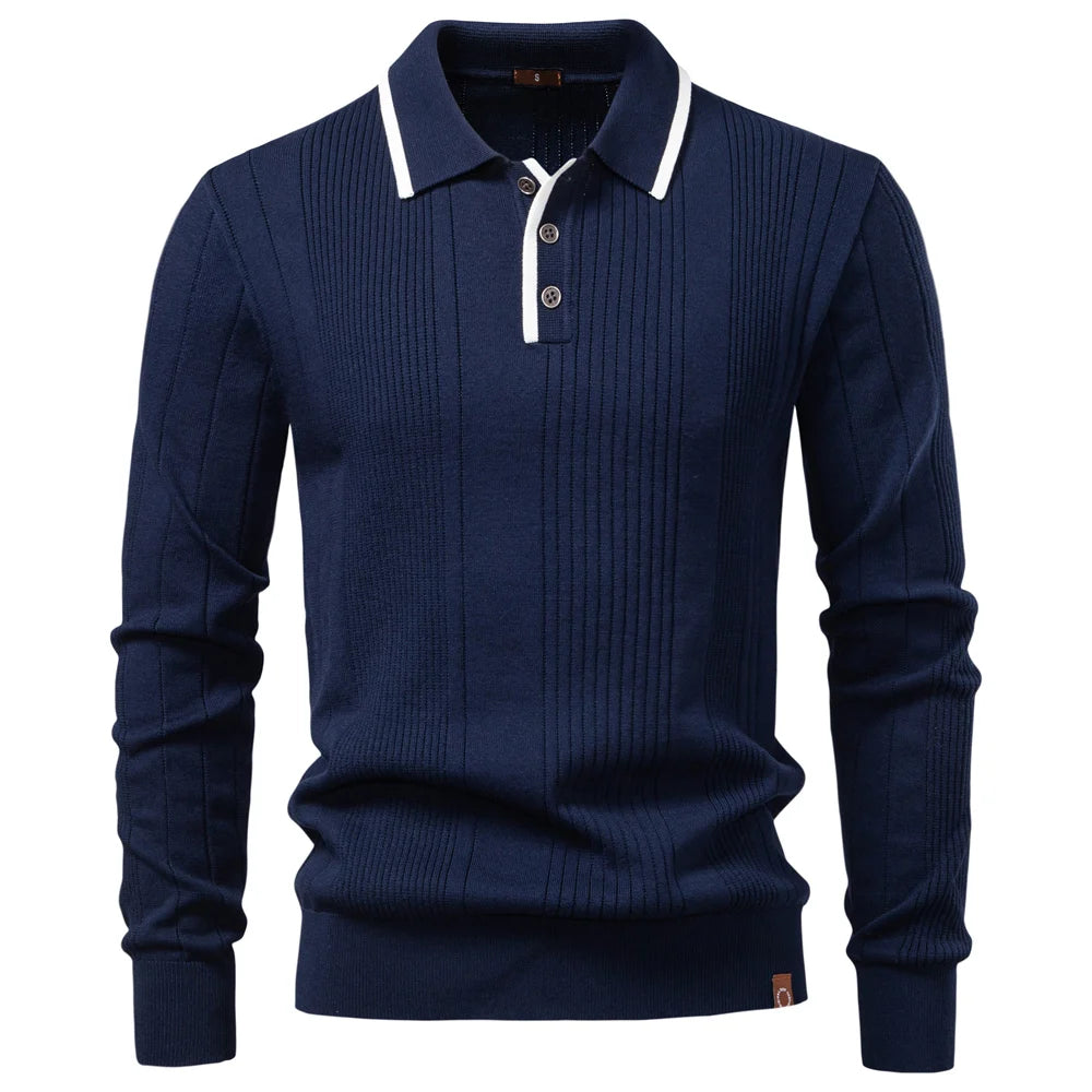Premium Langarm Poloshirt Herren Knitterresistent Business
