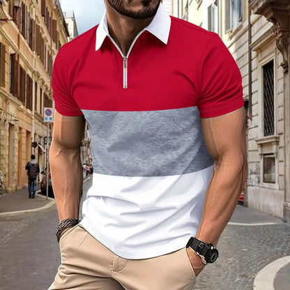 Kurzärmeliges Herren-Poloshirt mit Stehkragen im Camouflage-Design – lässig und in großen Größen erhältlich.