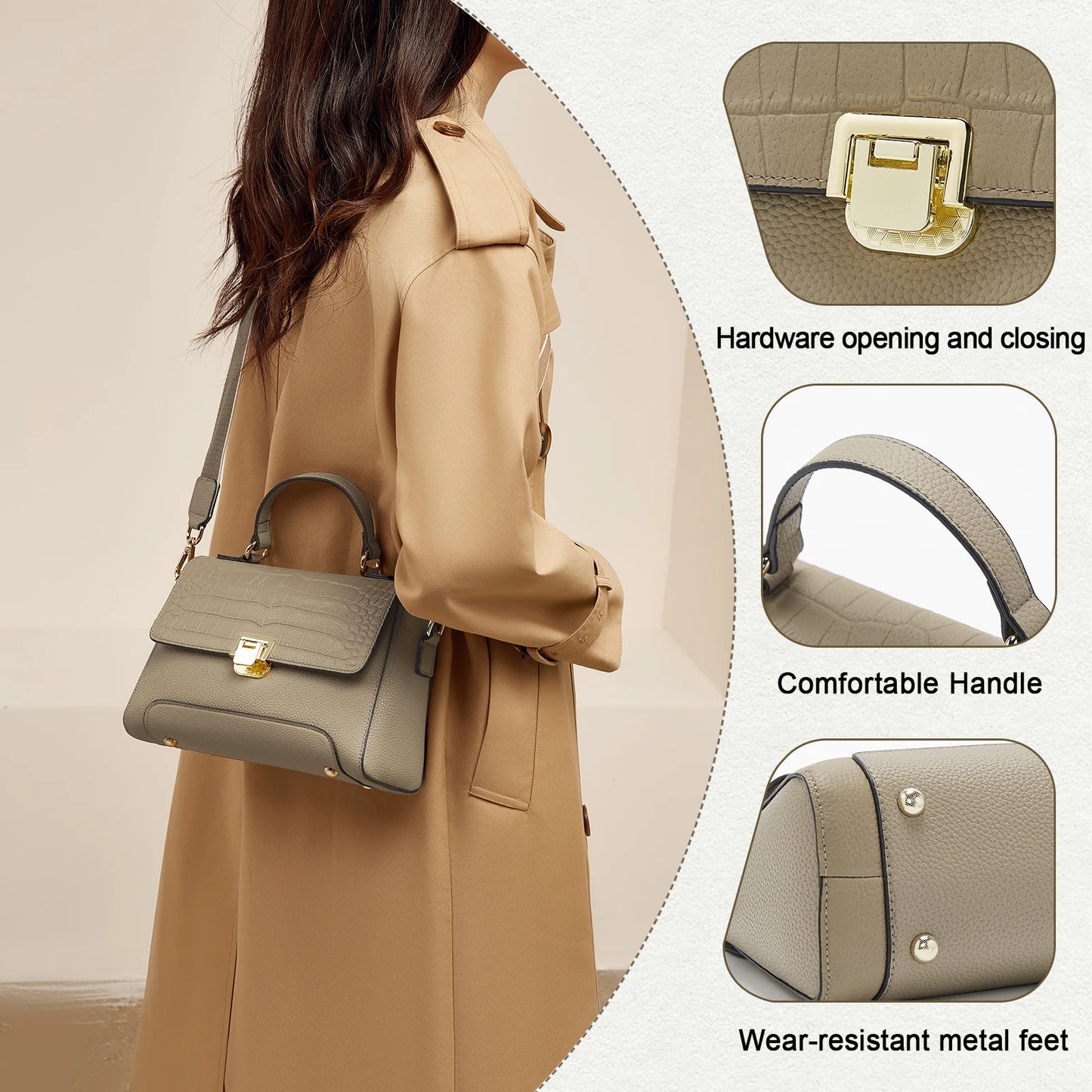 Damen Schultertasche aus Echtem Leder Simple Crossbody