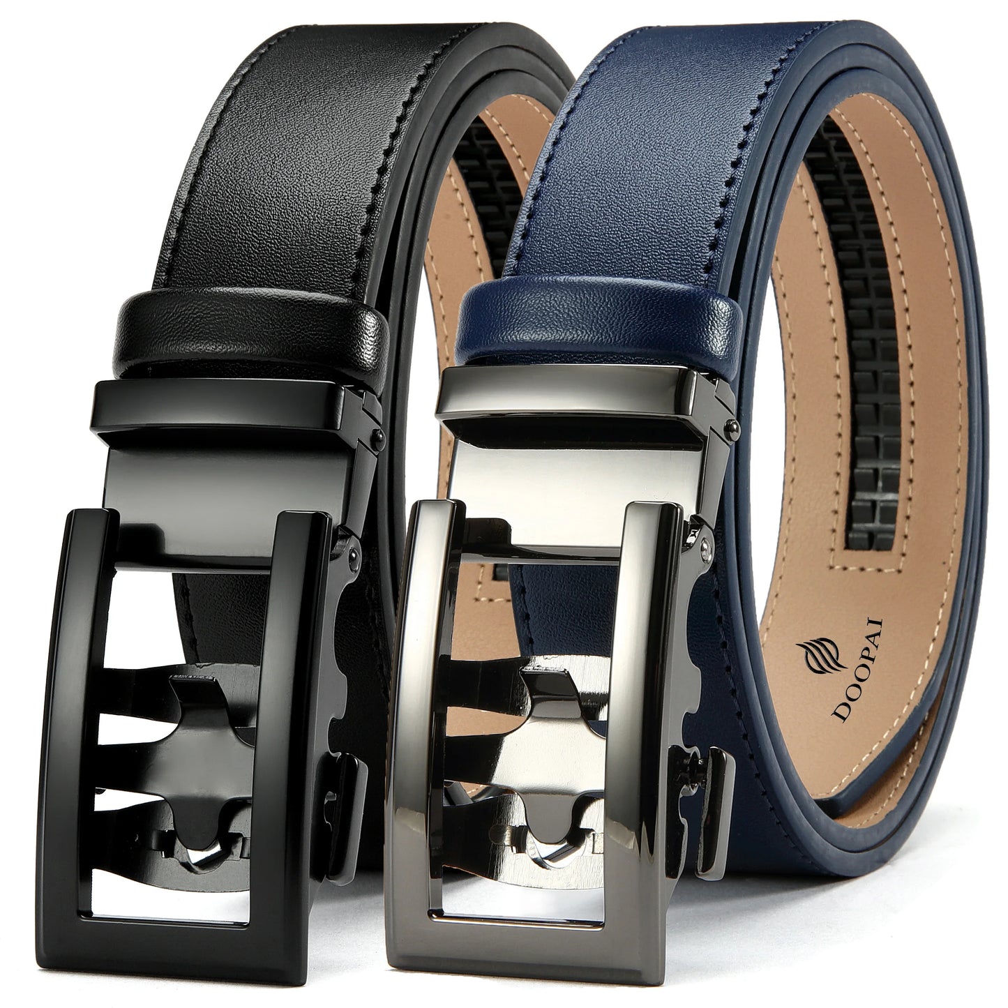 Herren Echtleder-Gürtel Hohles Muster Automatik-Schnalle Unisex 3,5 cm
