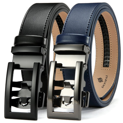 Herren Echtleder-Gürtel Hohles Muster Automatik-Schnalle Unisex 3,5 cm