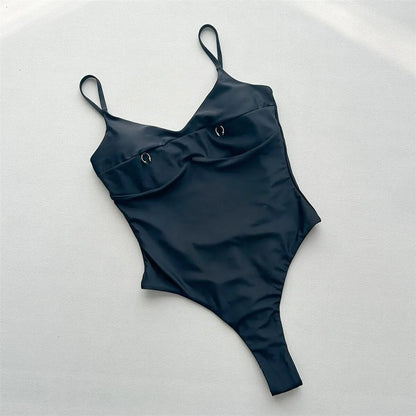 Damen Badeanzug Micro Tanga Bügel rückenfrei hoher Beinausschnitt Monokini