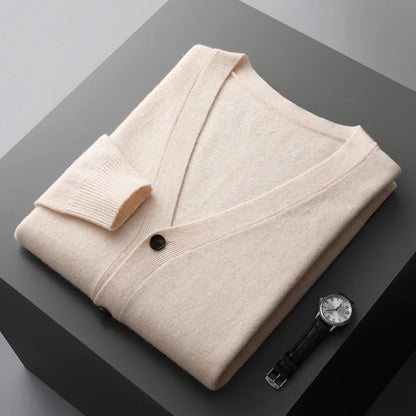 Herren Strickjacke Frühling und Herbst Basic Strick pullover aus reiner Wolle Herren große lose V-Ausschnitt Mantel reine Farbe Freizeit jacke Top
