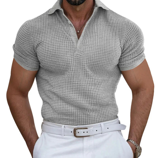 Kurzärmeliges Herren-Poloshirt mit Reißverschluss in einfarbigem Design – ideal für den Sommer