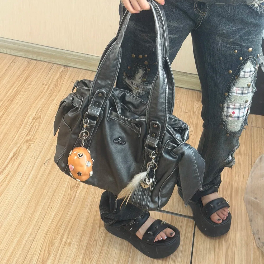 Damen-Handtasche Top-Handle Schultertasche Vintage Stil Aus Weichem PU-Leder Ideal Für Alltag