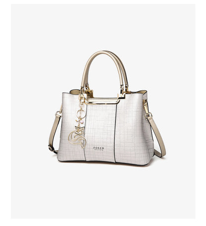 Damen Handtasche aus Split-Leder mit Saffiano-Design und Große Kapazität