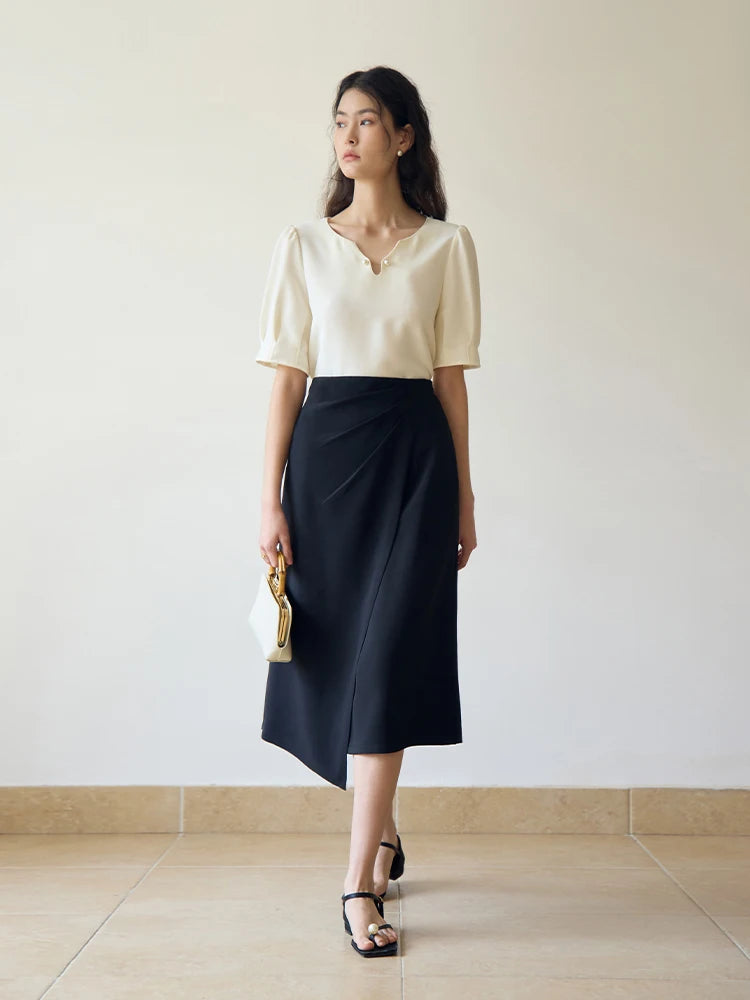 Französischer Stil: Locker sitzendes Damen-Oberteil mit weit geschnittener Hose – Sommerliches Set mit hoch taillierter Hose