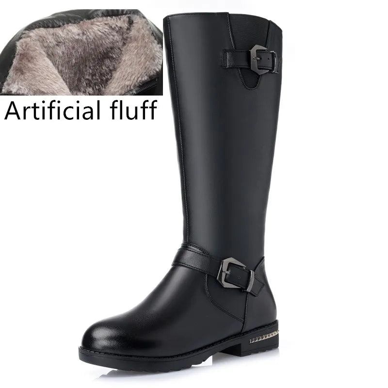 AIYUQI High Boots Female Genuine Leather 2024 New Natural Wool Warm Women Winter Boots Large Size Female Rider Boots