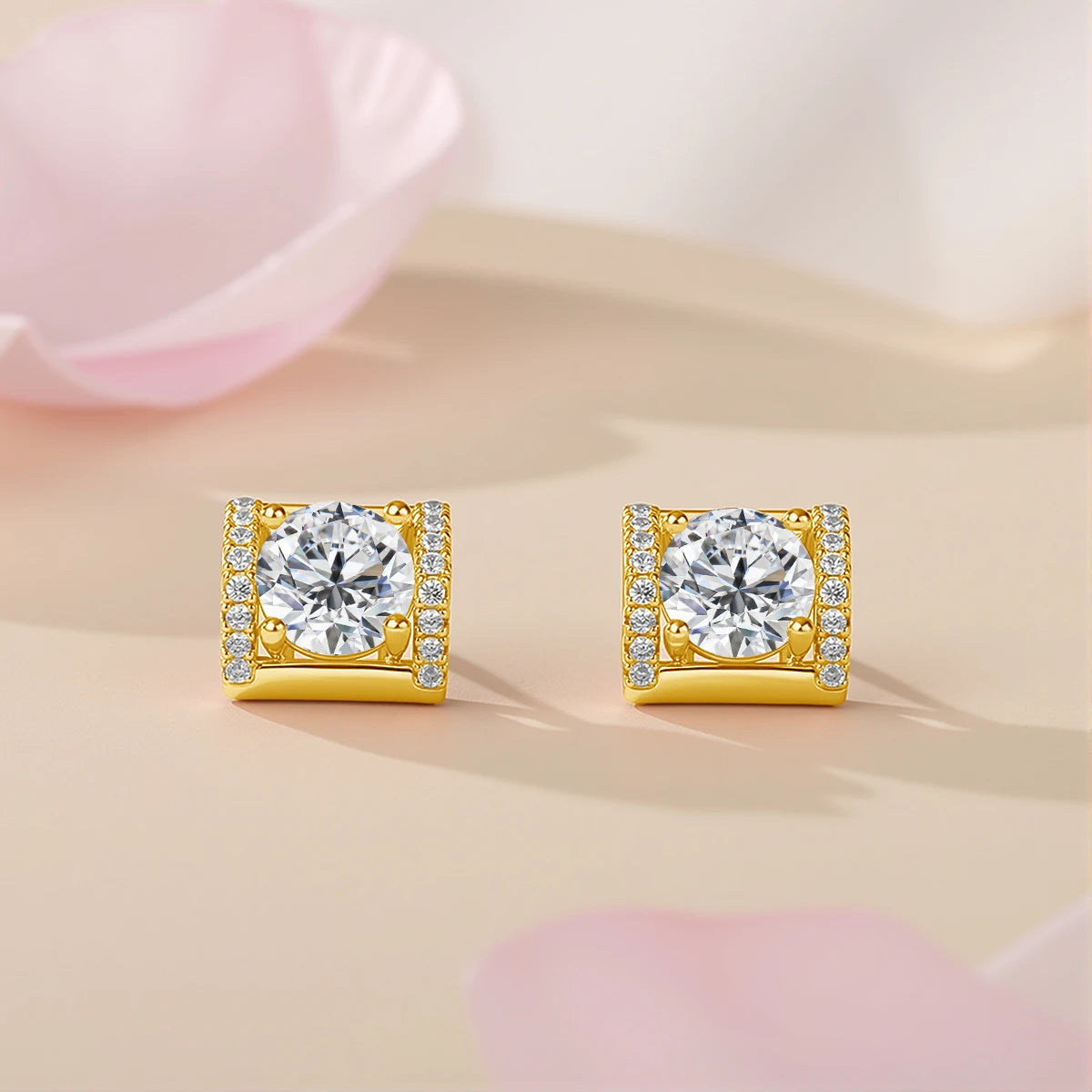 Damen-Ohrstecker Moissanit 1,0 ct aus 14k Gelbgold Zertifiziert Luxus-Ohrringe für Hochzeit und Geburtstag