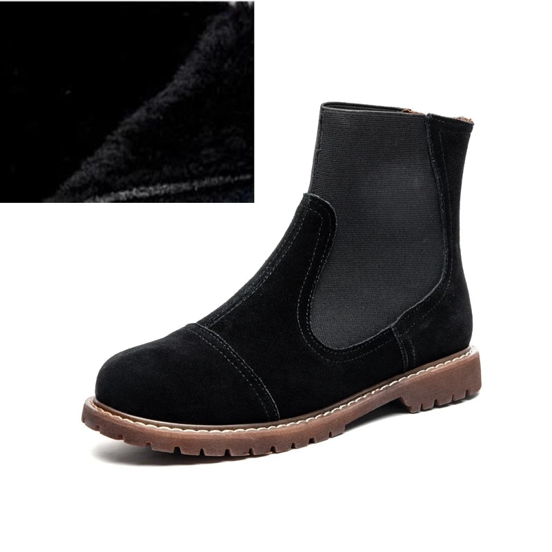 AIYUQI Women Chelsea Boots 2025 Autumn Winter New British Style Fashion Marton Boots Women Suede Slip-on Ankle Boots Women