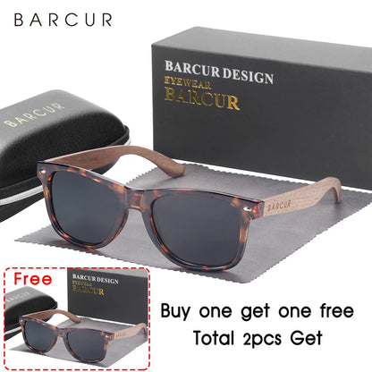 Sonnenbrille Naturholz Walnuss schwarz polarisiert UV400 Herren B
