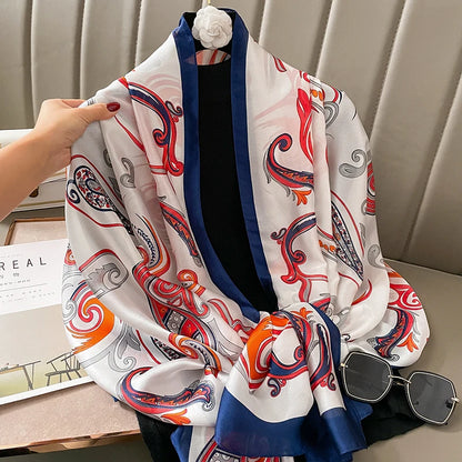 Damen Seidenschal groß 180x90cm Sommer Strand Foulard Bandana weich
