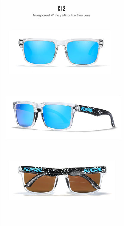 Sonnenbrille quadratisch polarisiert Reißverschlussetui 30 Farben Unisex