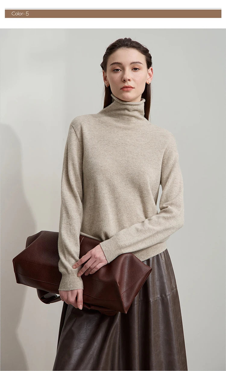 Damen-Rollkragenpullover Wolle-Kaschmir warm elegant Herbst-Winter