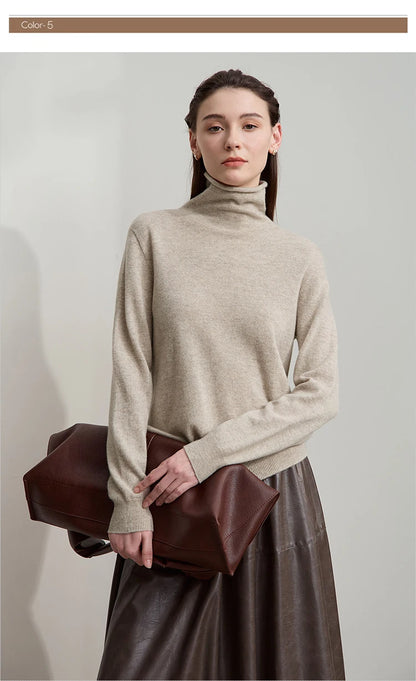 Damen-Rollkragenpullover Wolle-Kaschmir warm elegant Herbst-Winter