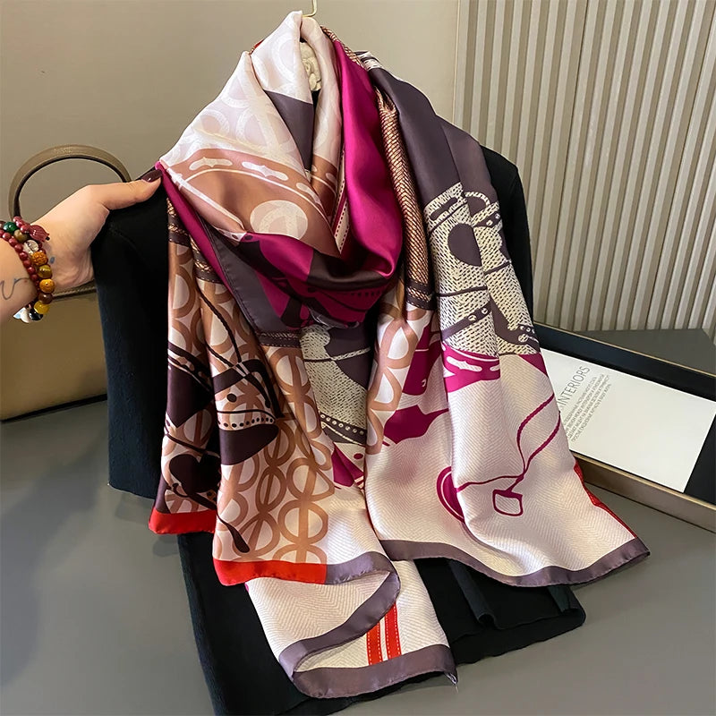 Damen Satin Seidenschal Hijab Sommer Sonnenschutz Strand Kopftuch Foulard