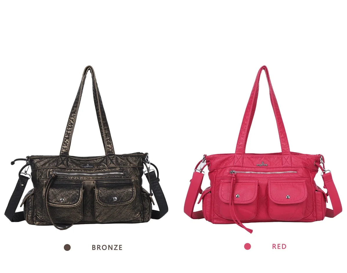 Damen-Schultertasche Mit Mehrfachtaschen Und Handyfach Im Vintage-Stil Alltagsbegleiter