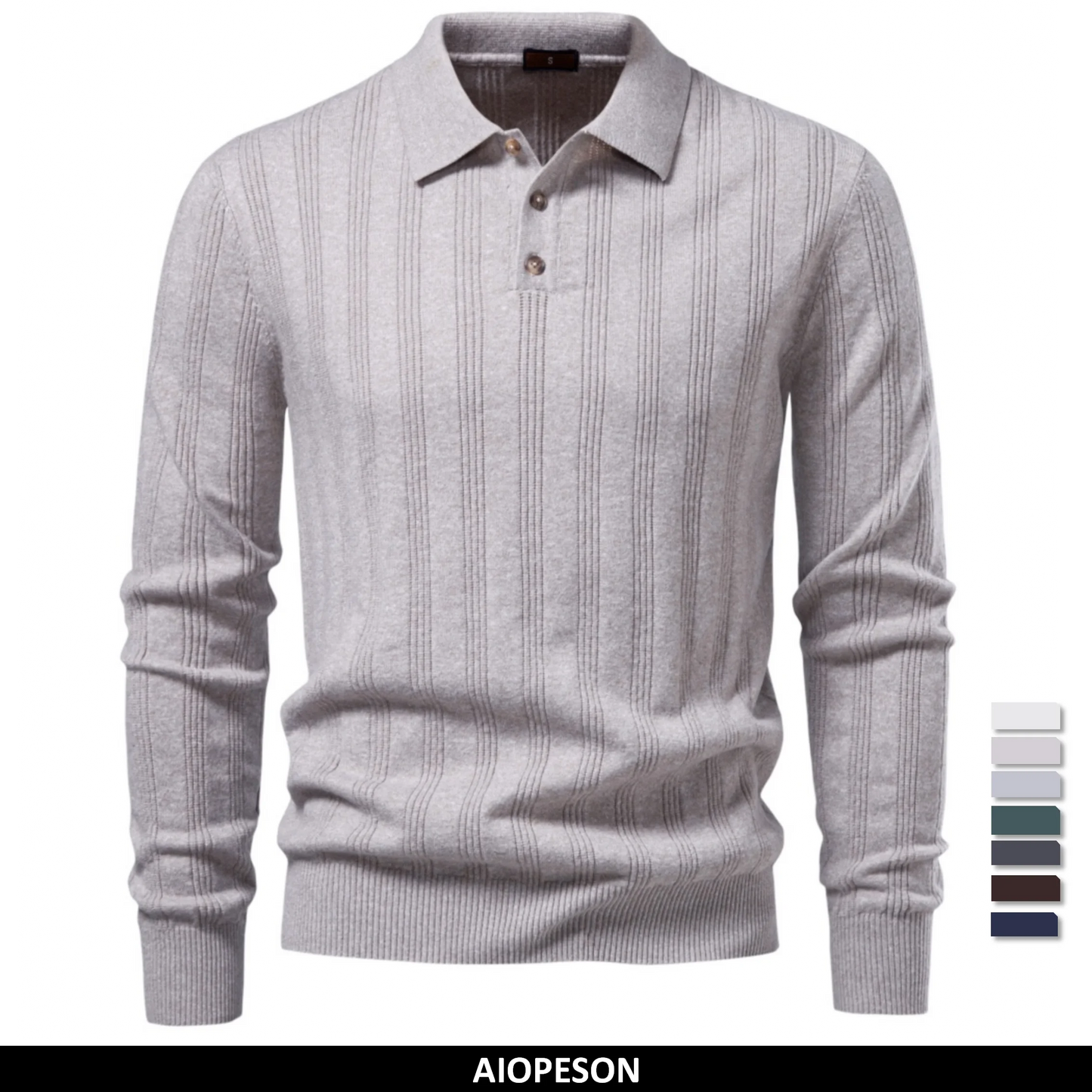 Herren Strickpoloshirt Aus Kunstkaschmir Komfort Elegant