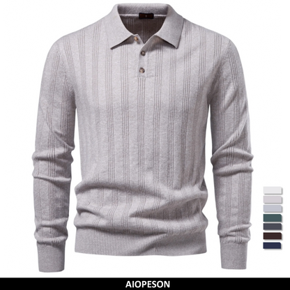 Herren Strickpoloshirt Aus Kunstkaschmir Komfort Elegant